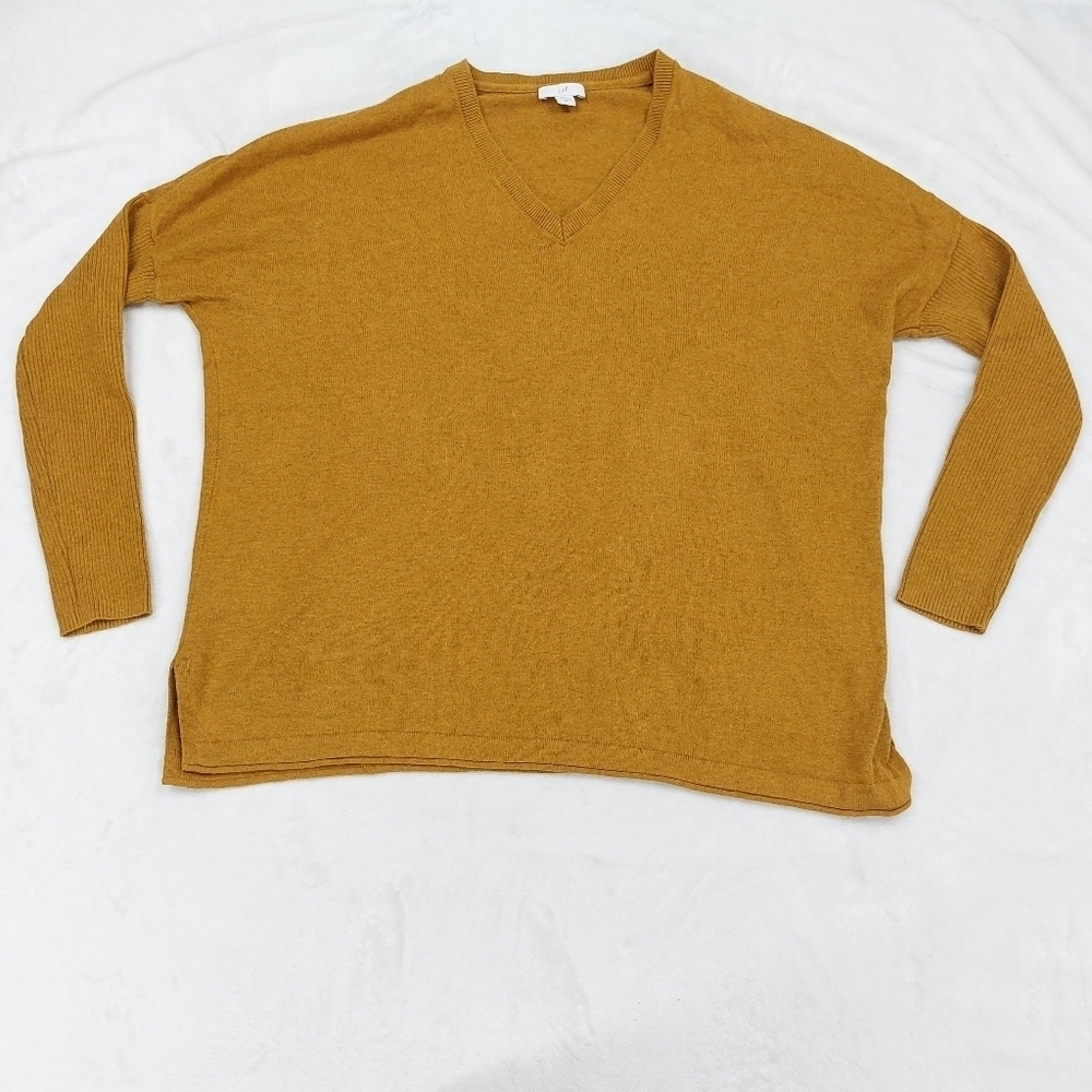 J. JILL WOMENS MUSTARD RUST YELLOW BROWN V-NECK PULLOVER LONG SLEEVE SWEATER XS